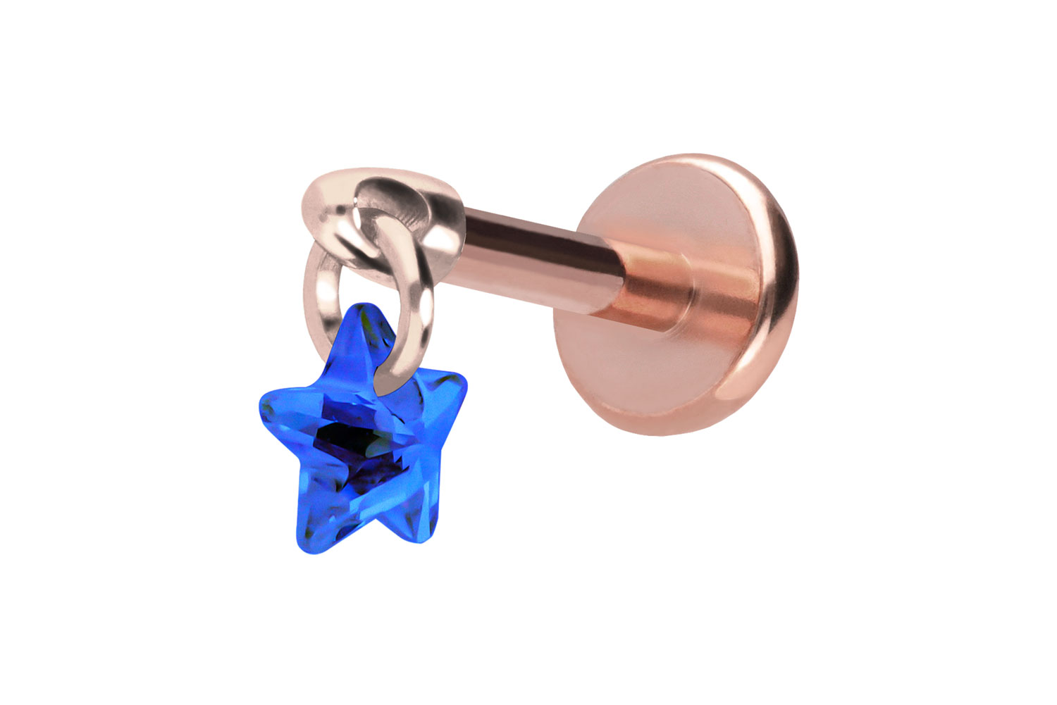 Titan Labret Piercing mit Push Fit KRISTALLSTERN